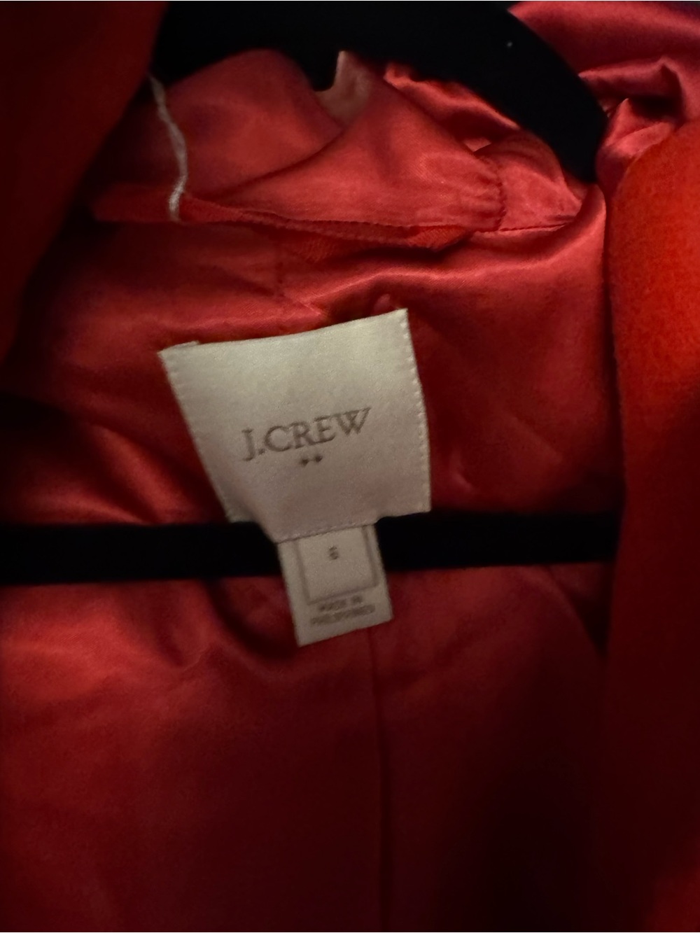 J. Crew Red Wool-Blend Pea Coat with Faux Fur Trim - Picture 3 of 7